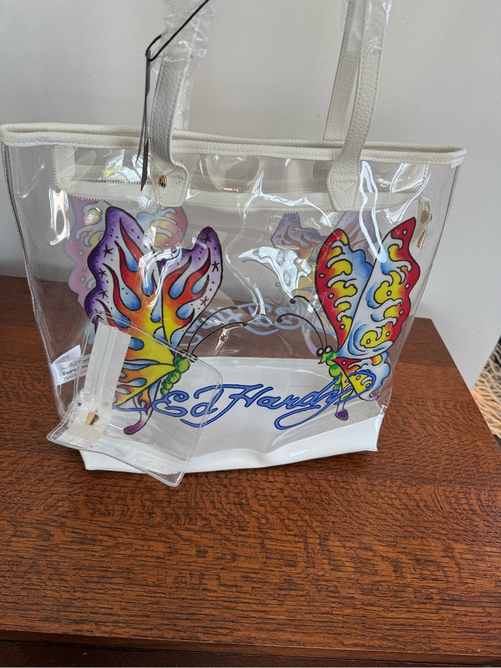NWT Ed Hardy Clear Butterfly PVC Tote